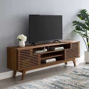 Modway Furniture Render 71" Media Console TV Stand - Stylish Mid-Century Design with Smart Storage Solutions Walnut EEI-3433-WAL