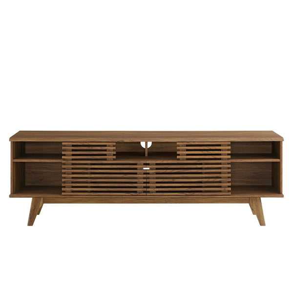 Modway Furniture Render 71" Media Console TV Stand - Stylish Mid-Century Design with Smart Storage Solutions Walnut EEI-3433-WAL