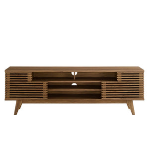 Modway Furniture Render 71" Media Console TV Stand - Stylish Mid-Century Design with Smart Storage Solutions Walnut EEI-3433-WAL