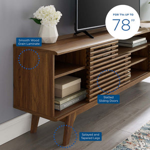Modway Furniture Render 71" Media Console TV Stand - Stylish Mid-Century Design with Smart Storage Solutions Walnut EEI-3433-WAL
