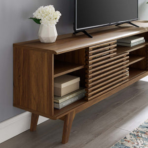 Modway Furniture Render 71" Media Console TV Stand - Stylish Mid-Century Design with Smart Storage Solutions Walnut EEI-3433-WAL
