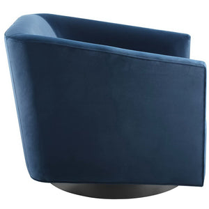 Modway Furniture Twist Accent Lounge Chair - Modern Velvet Swivel Design in Midnight Blue for Stylish Comfort & Care EEI-3456-MID