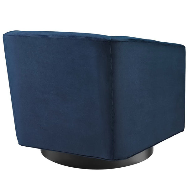 Modway Furniture Twist Accent Lounge Chair - Modern Velvet Swivel Design in Midnight Blue for Stylish Comfort & Care EEI-3456-MID