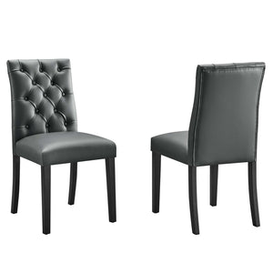 Modway Furniture Duchess Vinyl Dining Chair Set of 2 - Elegant Tufted Design for Modern Comfort and Style Gray EEI-3472-GRY