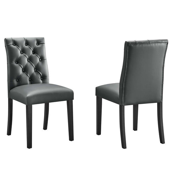 Modway Furniture Duchess Vinyl Dining Chair Set of 2 - Elegant Tufted Design for Modern Comfort and Style Gray EEI-3472-GRY