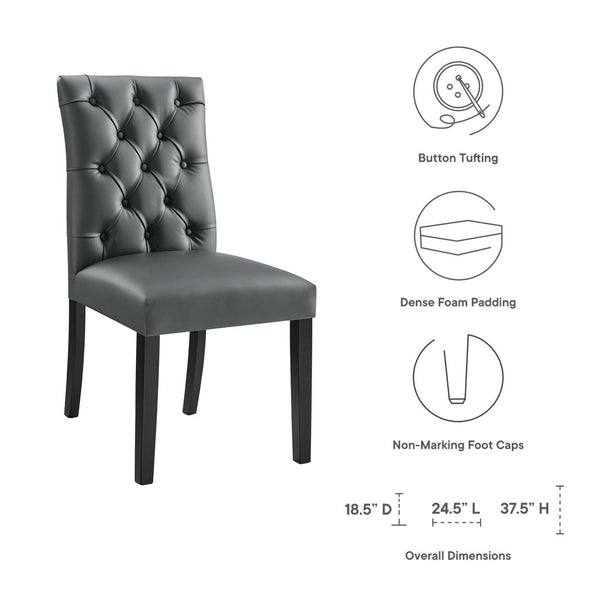 Modway Furniture Duchess Vinyl Dining Chair Set of 2 - Elegant Tufted Design for Modern Comfort and Style Gray EEI-3472-GRY