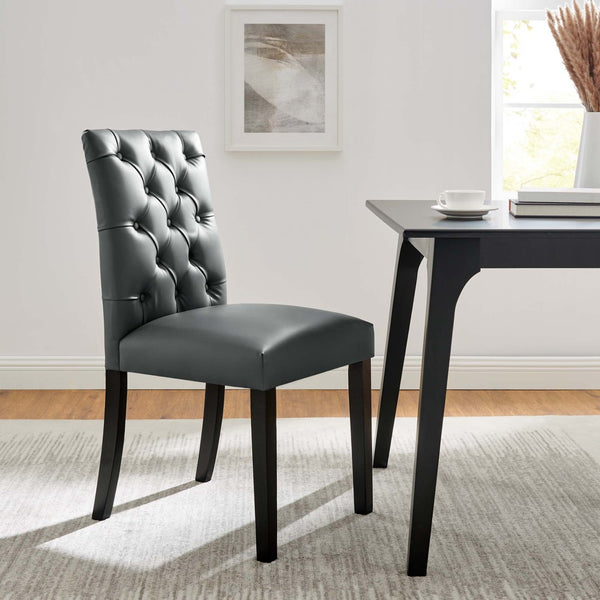 Modway Furniture Duchess Vinyl Dining Chair Set of 2 - Elegant Tufted Design for Modern Comfort and Style Gray EEI-3472-GRY