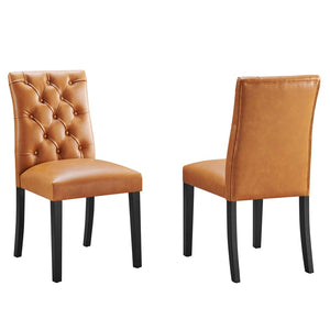 Modway Furniture Duchess Vinyl Dining Chair Set of 2 - Elegant Tufted Design for Modern Comfort and Style Tan EEI-3472-TAN