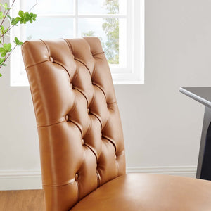 Modway Furniture Duchess Vinyl Dining Chair Set of 2 - Elegant Tufted Design for Modern Comfort and Style Tan EEI-3472-TAN