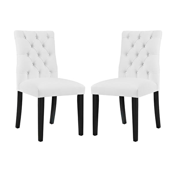 Modway Furniture Duchess Vinyl Dining Chair Set of 2 - Elegant Tufted Design for Modern Comfort and Style White EEI-3472-WHI