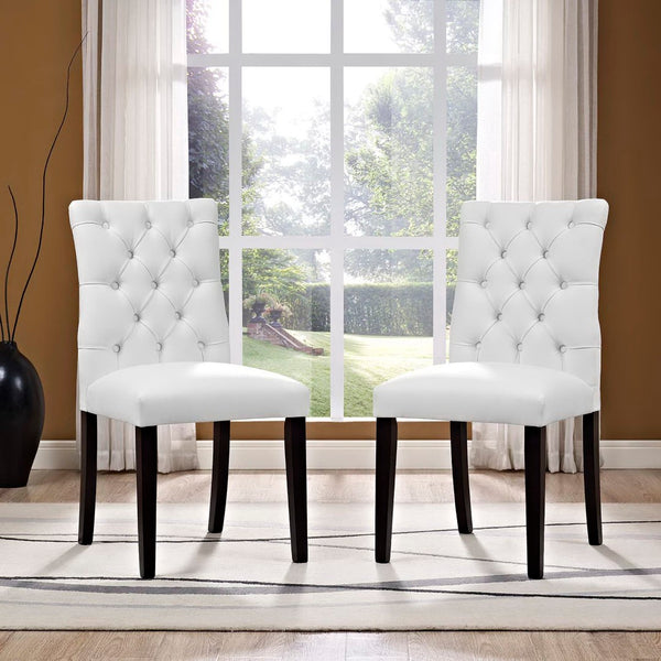 Modway Furniture Duchess Vinyl Dining Chair Set of 2 - Elegant Tufted Design for Modern Comfort and Style White EEI-3472-WHI
