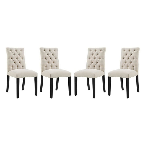 Modway Furniture Duchess Fabric Dining Chair Set of 4 - Modern Elegance with Plush Comfort for Your Dining Room Beige EEI-3475-BEI