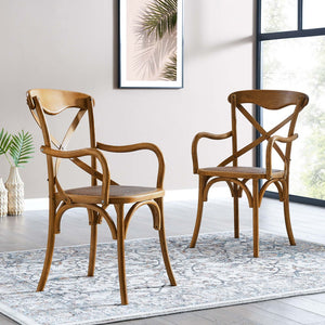 Modway Furniture Gear Dining Armchair Set of 2 - Rustic Comfort with Open-Back Design for Modern Dining Spaces EEI-3479-WAL