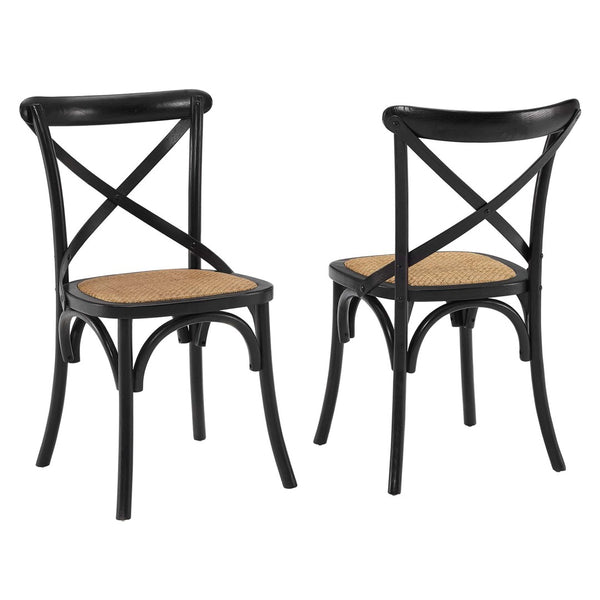 Modway Furniture Gear Dining Side Chair Set of 2 - Rustic-Modern Comfort for Farmhouse and Urban Spaces Black EEI-3481-BLK