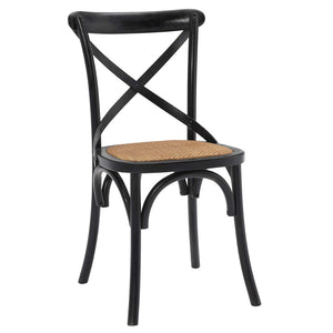 Modway Furniture Gear Dining Side Chair Set of 2 - Rustic-Modern Comfort for Farmhouse and Urban Spaces Black EEI-3481-BLK