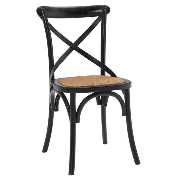 Modway Furniture Gear Dining Side Chair Set of 2 - Rustic-Modern Comfort for Farmhouse and Urban Spaces Black EEI-3481-BLK