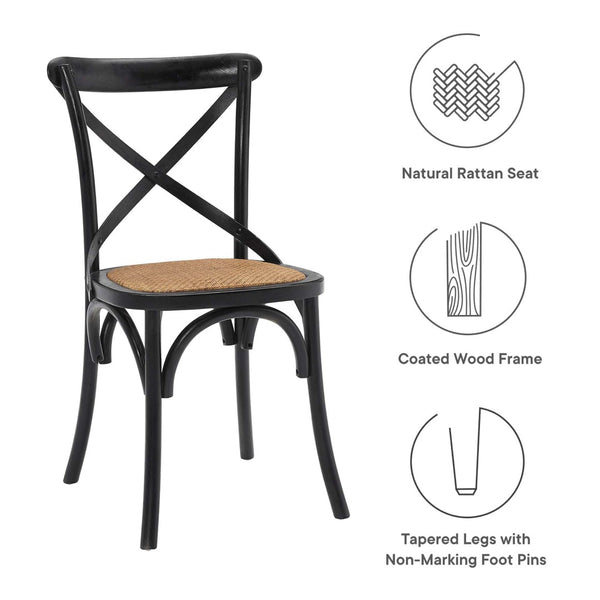 Modway Furniture Gear Dining Side Chair Set of 2 - Rustic-Modern Comfort for Farmhouse and Urban Spaces Black EEI-3481-BLK