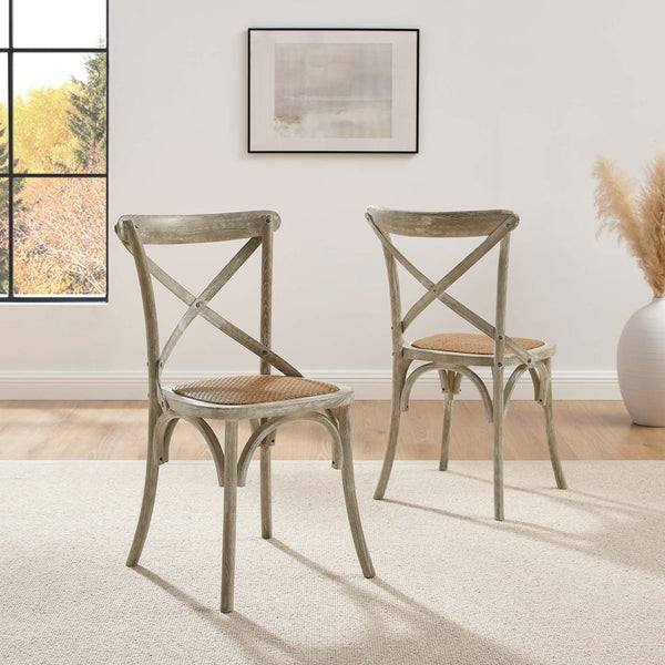 Modway Furniture Gear Dining Side Chair Set of 2 - Rustic-Modern Comfort for Farmhouse and Urban Spaces Gray EEI-3481-GRY