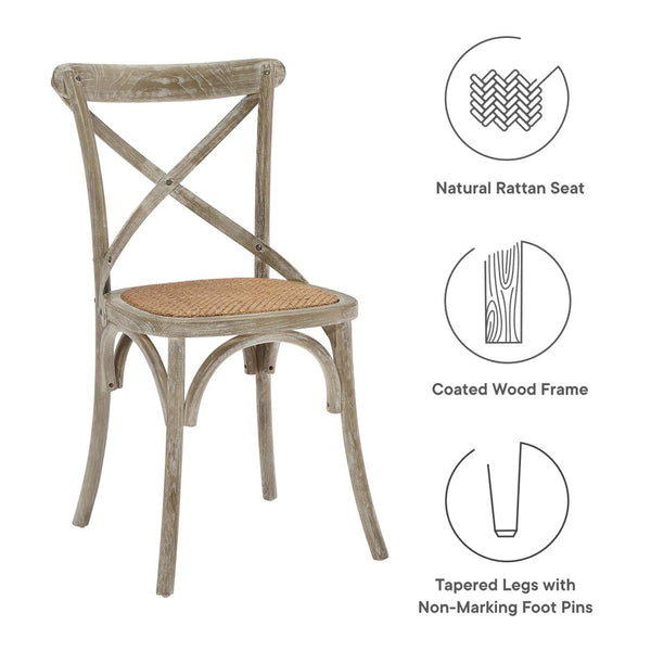 Modway Furniture Gear Dining Side Chair Set of 2 - Rustic-Modern Comfort for Farmhouse and Urban Spaces Gray EEI-3481-GRY