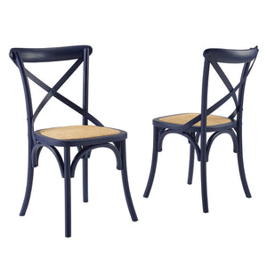 Modway Furniture Gear Dining Side Chair Set of 2 - Rustic-Modern Comfort for Farmhouse and Urban Spaces Midnight Blue EEI-3481-MID