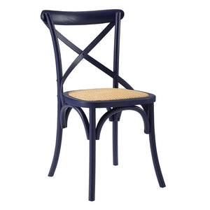 Modway Furniture Gear Dining Side Chair Set of 2 - Rustic-Modern Comfort for Farmhouse and Urban Spaces Midnight Blue EEI-3481-MID