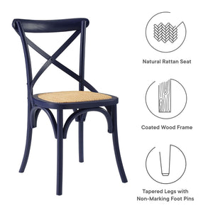 Modway Furniture Gear Dining Side Chair Set of 2 - Rustic-Modern Comfort for Farmhouse and Urban Spaces Midnight Blue EEI-3481-MID