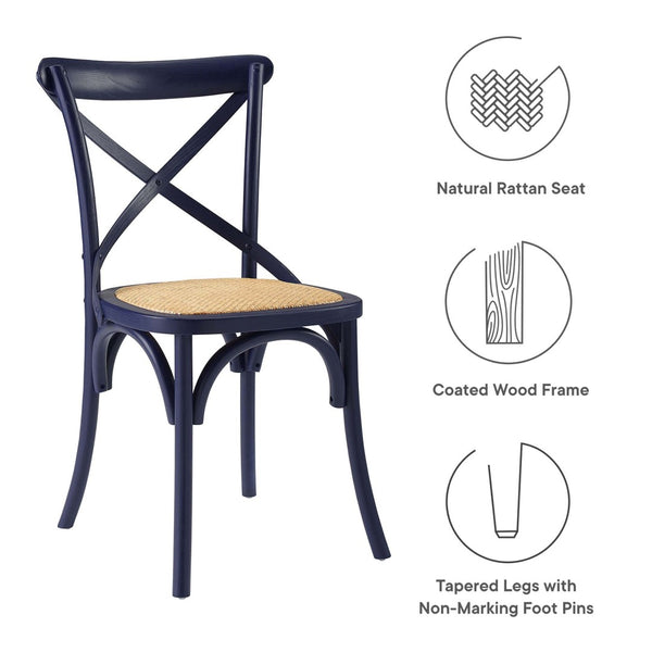 Modway Furniture Gear Dining Side Chair Set of 2 - Rustic-Modern Comfort for Farmhouse and Urban Spaces Midnight Blue EEI-3481-MID