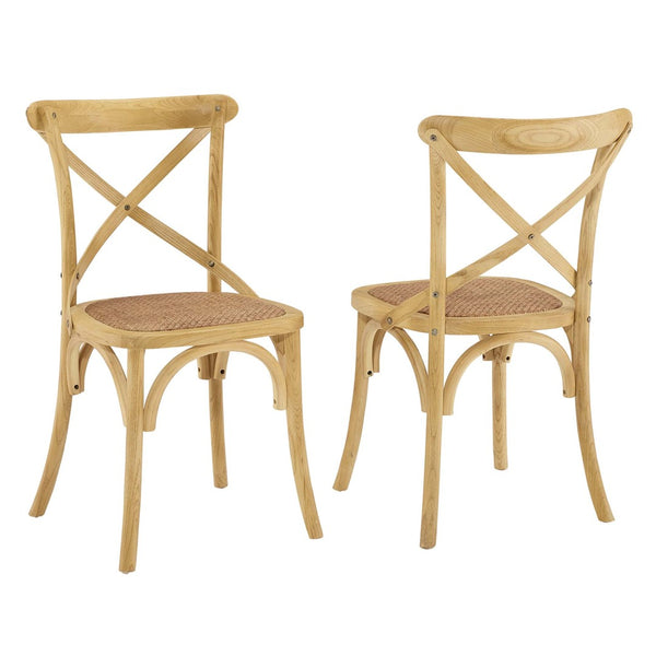 Modway Furniture Gear Dining Side Chair Set of 2 - Rustic-Modern Comfort for Farmhouse and Urban Spaces Natural EEI-3481-NAT