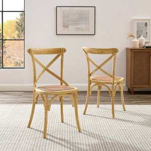 Modway Furniture Gear Dining Side Chair Set of 2 - Rustic-Modern Comfort for Farmhouse and Urban Spaces Natural EEI-3481-NAT