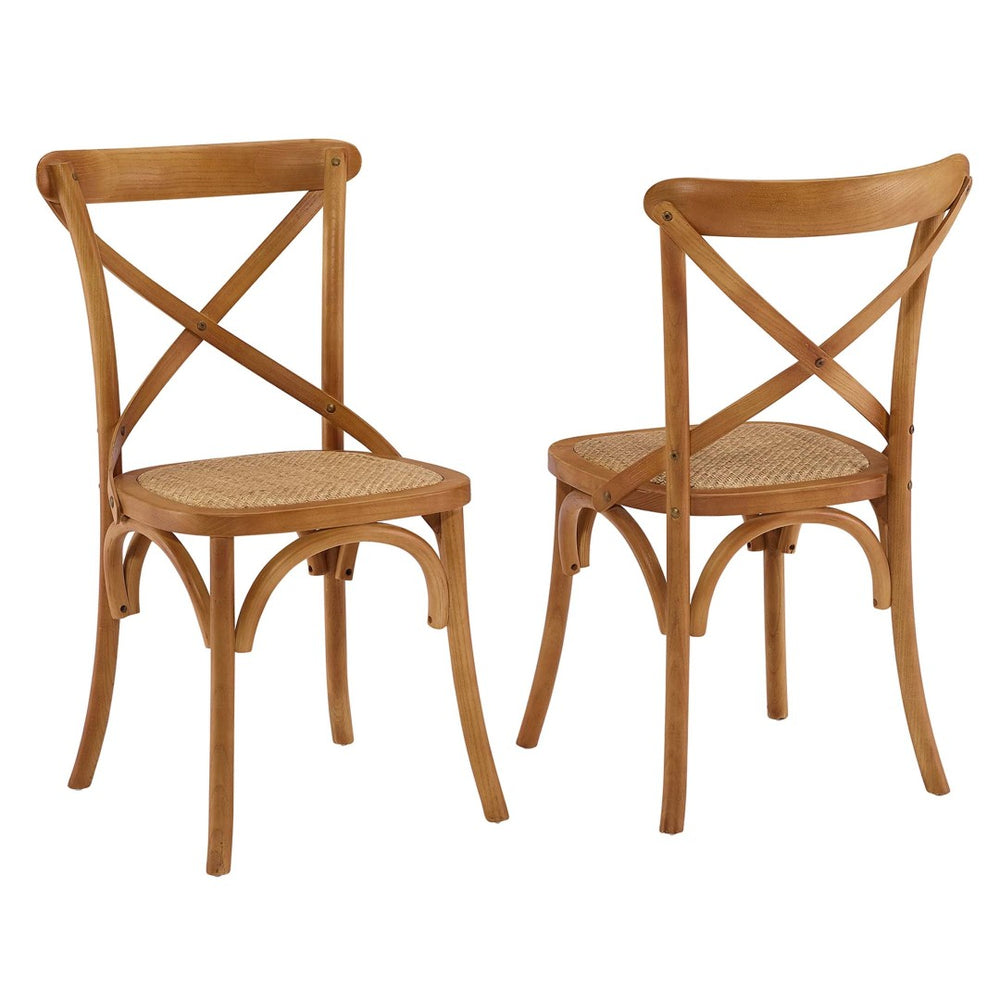 Modway Furniture Gear Dining Side Chair Set of 2 - Rustic-Modern Comfort for Farmhouse and Urban Spaces Walnut EEI-3481-WAL