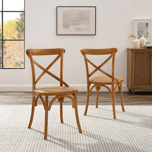 Modway Furniture Gear Dining Side Chair Set of 2 - Rustic-Modern Comfort for Farmhouse and Urban Spaces Walnut EEI-3481-WAL