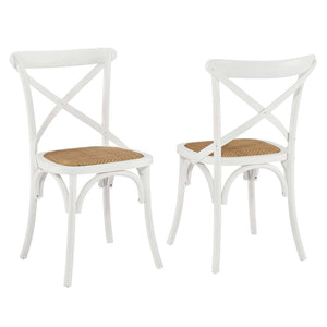 Modway Furniture Gear Dining Side Chair Set of 2 - Rustic-Modern Comfort for Farmhouse and Urban Spaces White EEI-3481-WHI