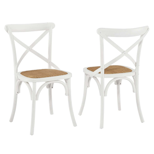 Modway Furniture Gear Dining Side Chair Set of 2 - Rustic-Modern Comfort for Farmhouse and Urban Spaces White EEI-3481-WHI