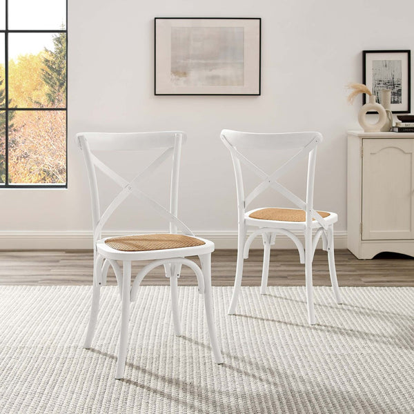 Modway Furniture Gear Dining Side Chair Set of 2 - Rustic-Modern Comfort for Farmhouse and Urban Spaces White EEI-3481-WHI