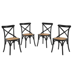 Modway Furniture Gear Dining Side Chair Set of 4 - Rustic Charm Meets Modern Simplicity for Every Dining Space Black EEI-3482-BLK
