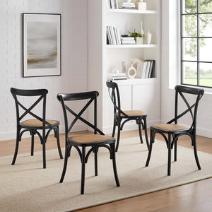 Modway Furniture Gear Dining Side Chair Set of 4 - Rustic Charm Meets Modern Simplicity for Every Dining Space Black EEI-3482-BLK
