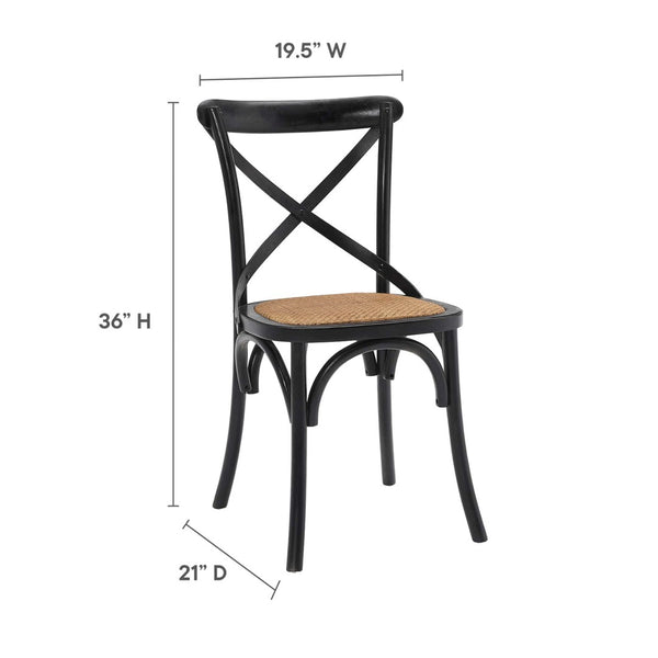 Modway Furniture Gear Dining Side Chair Set of 4 - Rustic Charm Meets Modern Simplicity for Every Dining Space Black EEI-3482-BLK