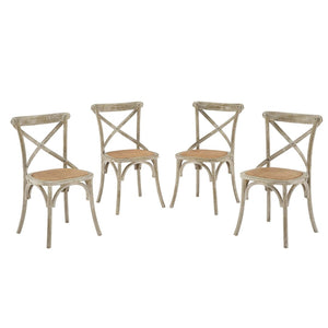 Modway Furniture Gear Dining Side Chair Set of 4 - Rustic Charm Meets Modern Simplicity for Every Dining Space Gray EEI-3482-GRY