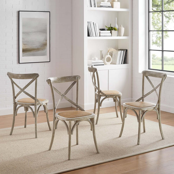 Modway Furniture Gear Dining Side Chair Set of 4 - Rustic Charm Meets Modern Simplicity for Every Dining Space Gray EEI-3482-GRY
