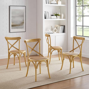 Modway Furniture Gear Dining Side Chair Set of 4 - Rustic Charm Meets Modern Simplicity for Every Dining Space Natural EEI-3482-NAT