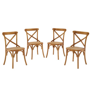 Modway Furniture Gear Dining Side Chair Set of 4 - Rustic Charm Meets Modern Simplicity for Every Dining Space Walnut EEI-3482-WAL