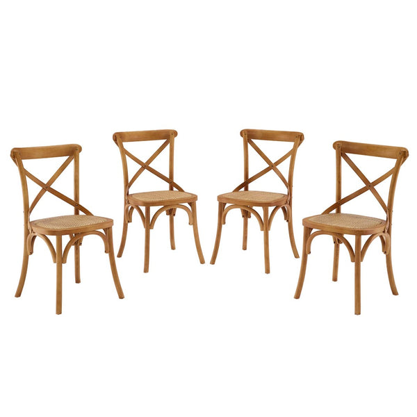 Modway Furniture Gear Dining Side Chair Set of 4 - Rustic Charm Meets Modern Simplicity for Every Dining Space Walnut EEI-3482-WAL