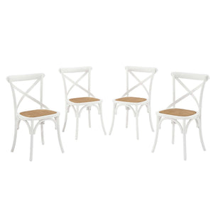 Modway Furniture Gear Dining Side Chair Set of 4 - Rustic Charm Meets Modern Simplicity for Every Dining Space White EEI-3482-WHI