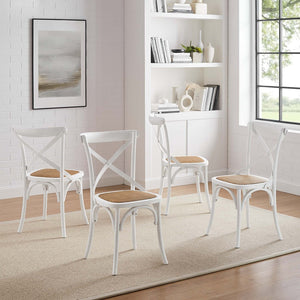 Modway Furniture Gear Dining Side Chair Set of 4 - Rustic Charm Meets Modern Simplicity for Every Dining Space White EEI-3482-WHI