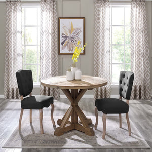 Modway Furniture Stitch 47" Round Pine Wood Dining Table - Rustic Farmhouse Charm for Modern Gatherings & Meals EEI-3492-BRN