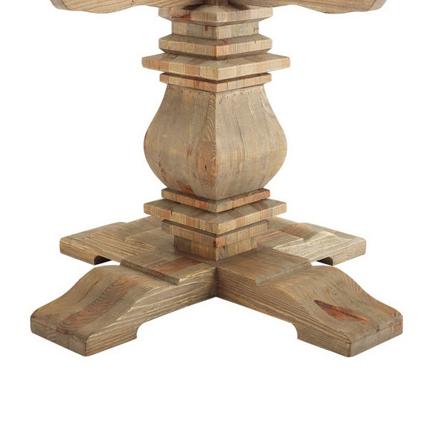 Modway Furniture Column 71" Round Pine Wood Dining Table - Rustic Charm with Sculpted Base, Seats 10 Comfortably EEI-3495-BRN