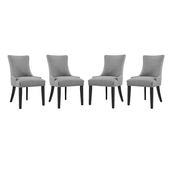 Modway Furniture Marquis Fabric Dining Chair Set of 4 - Elegant Hourglass Design, Plush Comfort for Any Dining Space Light Gray EEI-3497-LGR