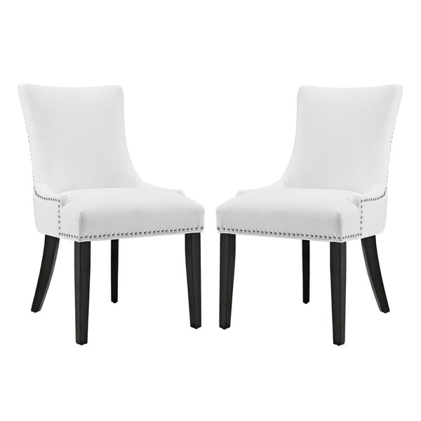 Modway Furniture Marquis Faux Leather Dining Chairs Set of 2 - Elegant Tufted Design with Antique Copper Trim White EEI-3498-WHI