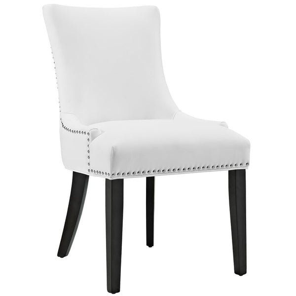 Modway Furniture Marquis Faux Leather Dining Chairs Set of 2 - Elegant Tufted Design with Antique Copper Trim White EEI-3498-WHI