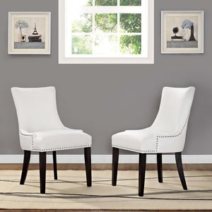 Modway Furniture Marquis Faux Leather Dining Chairs Set of 2 - Elegant Tufted Design with Antique Copper Trim White EEI-3498-WHI